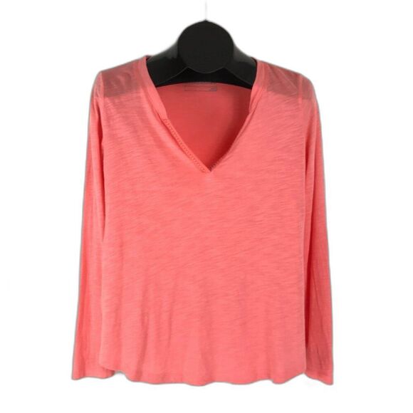 Eddie Bauer Split V-Neck Tee Women's Size Small Pink Long Sleeve Knit Outdoor - Picture 1 of 12